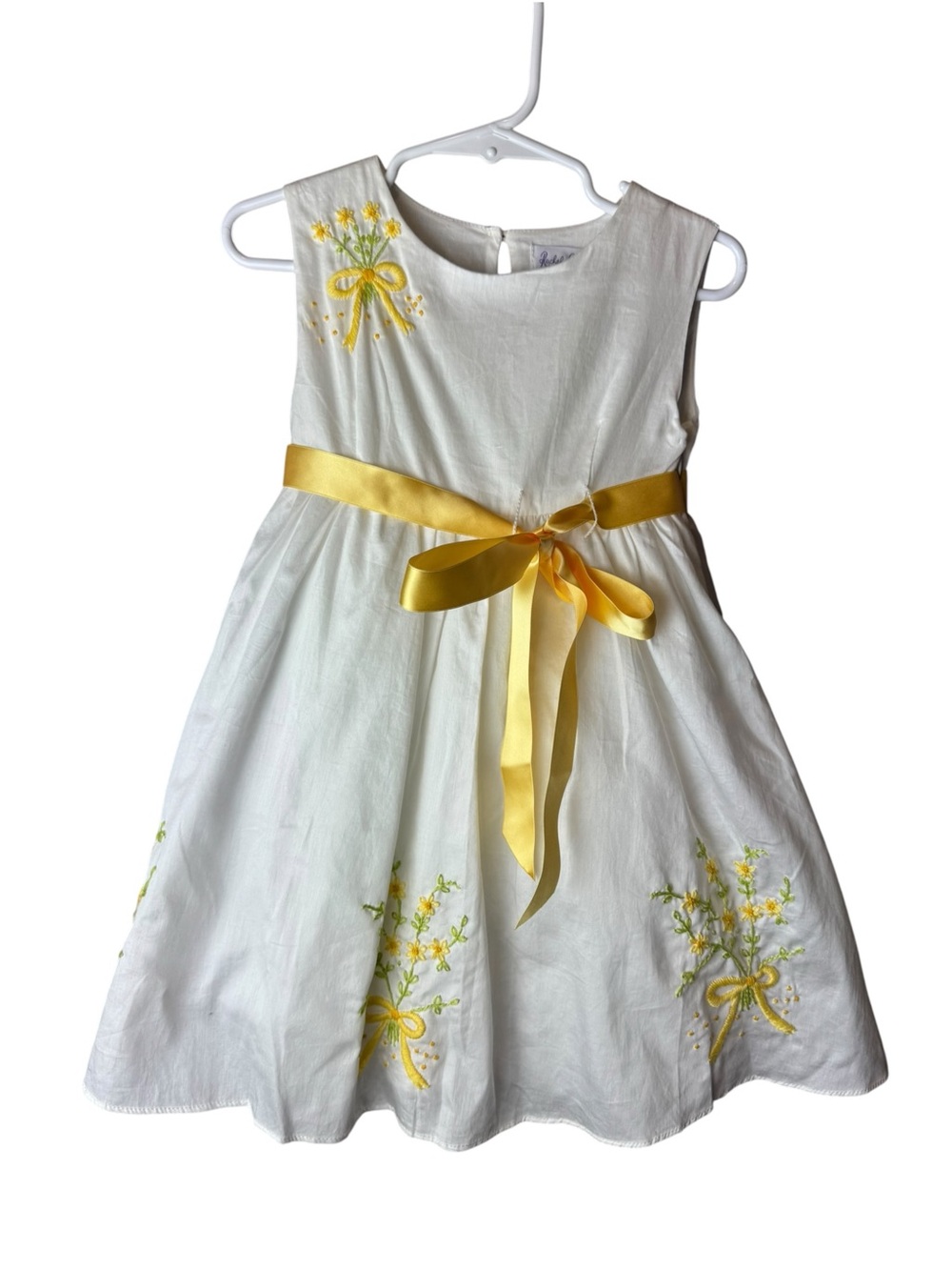 Rachel Riley White Yellow Embroidery Dress 2T